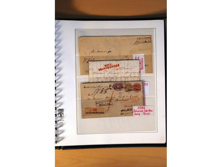 1819/67, ursprüngliche und im wesentlichen Brief- und Stempelsammlung ab Vorphila mit u.a. rotem L2 "No. 16 / Grande Armee", 