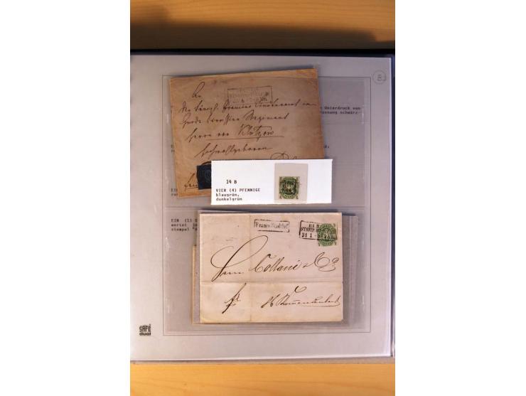 1850/67, gestempelte Sammlung mit über 50 Briefen und Ganzsachen, dabei viele bessere Marken, gute Einheiten und interessante