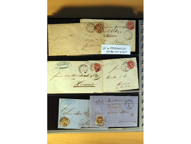 1850/67, gestempelte Sammlung mit über 50 Briefen und Ganzsachen, dabei viele bessere Marken, gute Einheiten und interessante