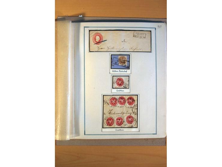 1850/67, alter Sammlungsteil mit u.a. diversen handschriftlichen Entwertungen, auch auf Briefen, Letzttagsbrief, diverse GAA 