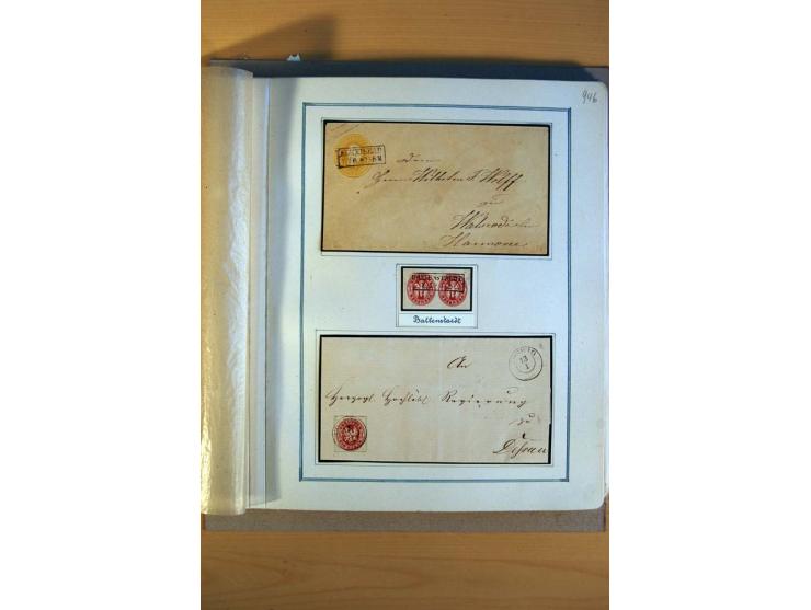 1850/67, alter Sammlungsteil mit u.a. diversen handschriftlichen Entwertungen, auch auf Briefen, Letzttagsbrief, diverse GAA 