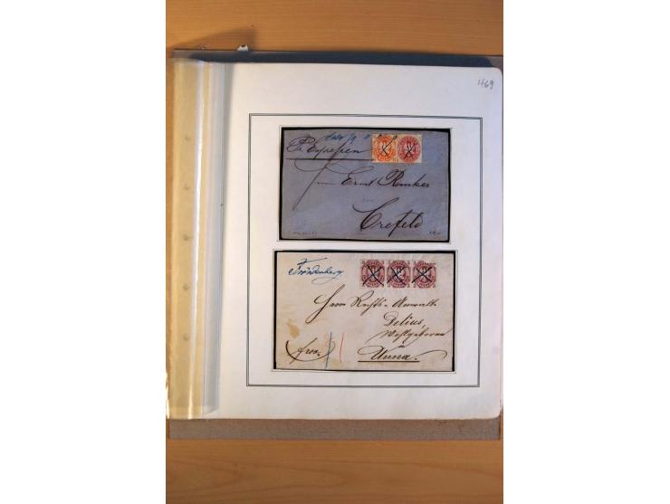 1850/67, alter Sammlungsteil mit u.a. diversen handschriftlichen Entwertungen, auch auf Briefen, Letzttagsbrief, diverse GAA 