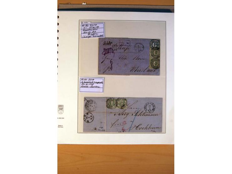 1852/66, gestempelte Sammlung inkl. einiger Briefe, dabei Mi.-Nr. 10aII mit 4-Ring-Versuchsstempel und Mi.-Nr. 18, 25, 36 ges