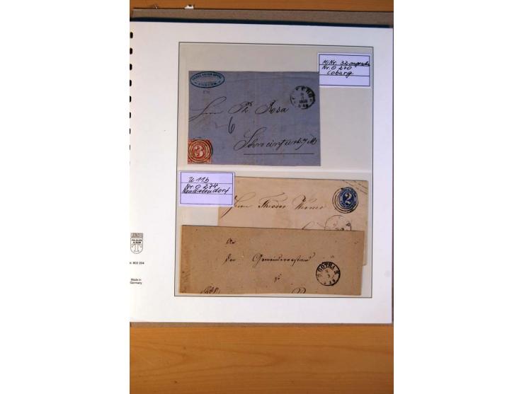 1852/66, gestempelte Sammlung inkl. einiger Briefe, dabei Mi.-Nr. 10aII mit 4-Ring-Versuchsstempel und Mi.-Nr. 18, 25, 36 ges