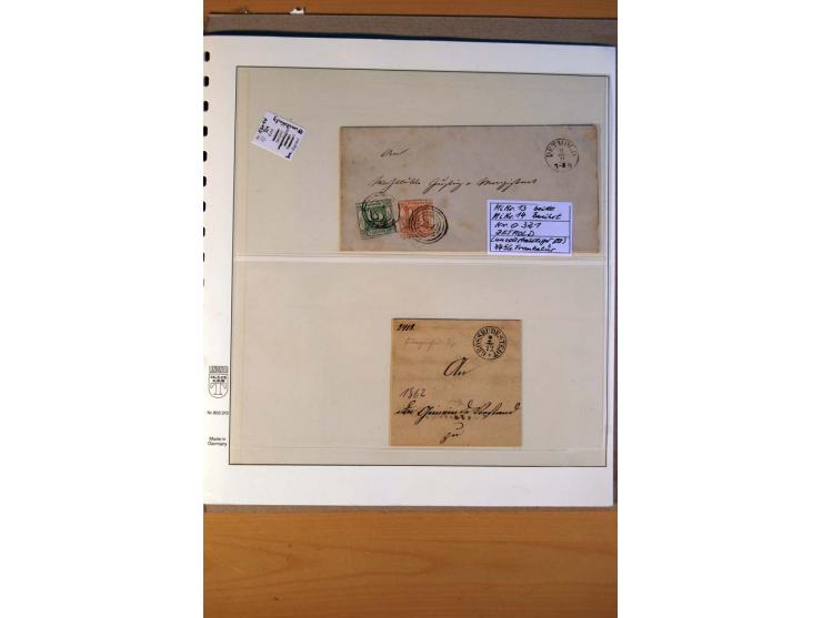 1852/66, gestempelte Sammlung inkl. einiger Briefe, dabei Mi.-Nr. 10aII mit 4-Ring-Versuchsstempel und Mi.-Nr. 18, 25, 36 ges