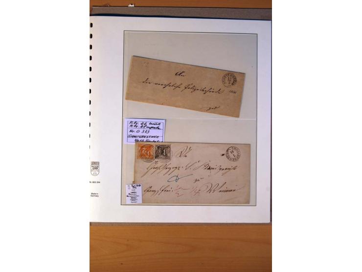 1852/66, gestempelte Sammlung inkl. einiger Briefe, dabei Mi.-Nr. 10aII mit 4-Ring-Versuchsstempel und Mi.-Nr. 18, 25, 36 ges