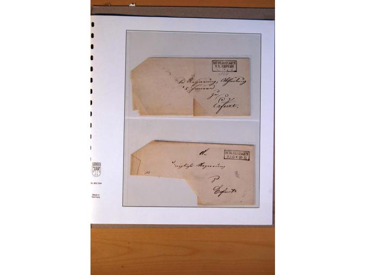 1852/66, gestempelte Sammlung inkl. einiger Briefe, dabei Mi.-Nr. 10aII mit 4-Ring-Versuchsstempel und Mi.-Nr. 18, 25, 36 ges