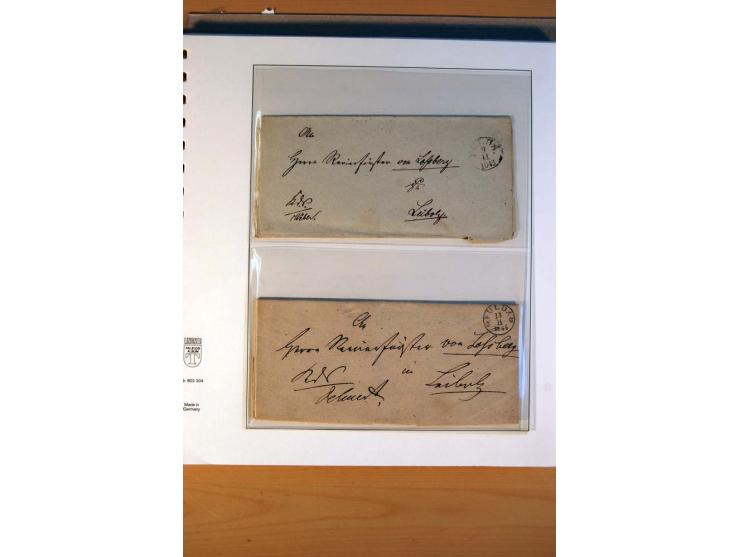 1852/66, gestempelte Sammlung inkl. einiger Briefe, dabei Mi.-Nr. 10aII mit 4-Ring-Versuchsstempel und Mi.-Nr. 18, 25, 36 ges