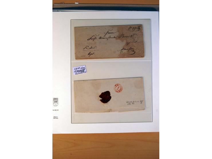 1852/66, gestempelte Sammlung inkl. einiger Briefe, dabei Mi.-Nr. 10aII mit 4-Ring-Versuchsstempel und Mi.-Nr. 18, 25, 36 ges