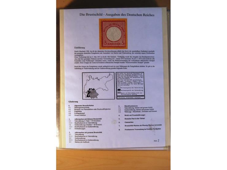 1872/75, große Brustschilde-Ausstellungs-Sammlung auf 83 Blättern, dabei viele Besonderheiten, u.a. raue Zähnung, fehlende Zä