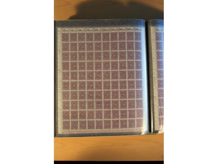 1915/23, Zusammenstellung Infla-Ausgaben in kpl. Bogen mit Farben und anderen Besonderheiten, u.a. Mi.-Nr. 115c(3), d(5), 246