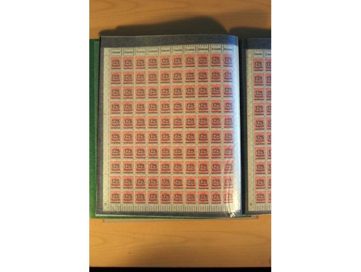 1915/23, Zusammenstellung Infla-Ausgaben in kpl. Bogen mit Farben und anderen Besonderheiten, u.a. Mi.-Nr. 115c(3), d(5), 246