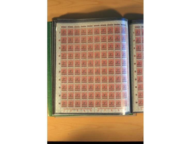 1915/23, Zusammenstellung Infla-Ausgaben in kpl. Bogen mit Farben und anderen Besonderheiten, u.a. Mi.-Nr. 115c(3), d(5), 246