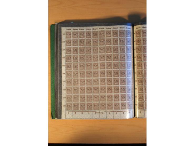 1915/23, Zusammenstellung Infla-Ausgaben in kpl. Bogen mit Farben und anderen Besonderheiten, u.a. Mi.-Nr. 115c(3), d(5), 246