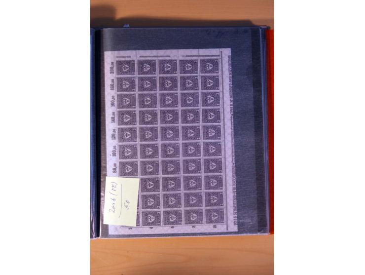 1915/23, 26 kpl. Bogen (16 verschiedene) und 3 Bogenteile ex Mi.-Nr. 102x-319bW sowie D77b, alles bessere Farben, postfrisch,