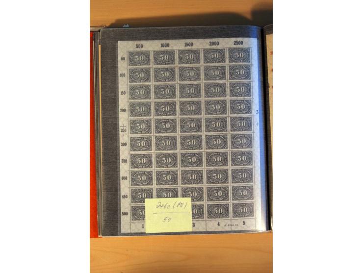 1915/23, 26 kpl. Bogen (16 verschiedene) und 3 Bogenteile ex Mi.-Nr. 102x-319bW sowie D77b, alles bessere Farben, postfrisch,