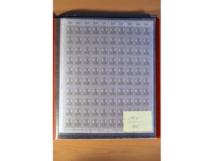 1915/23, 26 kpl. Bogen (16 verschiedene) und 3 Bogenteile ex Mi.-Nr. 102x-319bW sowie D77b, alles bessere Farben, postfrisch,