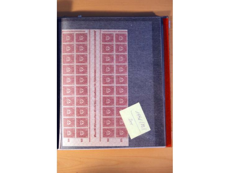1915/23, 26 kpl. Bogen (16 verschiedene) und 3 Bogenteile ex Mi.-Nr. 102x-319bW sowie D77b, alles bessere Farben, postfrisch,
