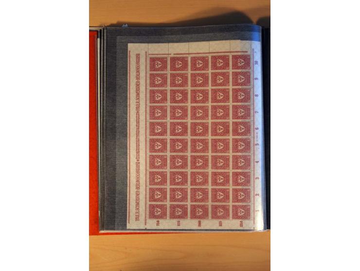 1915/23, 26 kpl. Bogen (16 verschiedene) und 3 Bogenteile ex Mi.-Nr. 102x-319bW sowie D77b, alles bessere Farben, postfrisch,