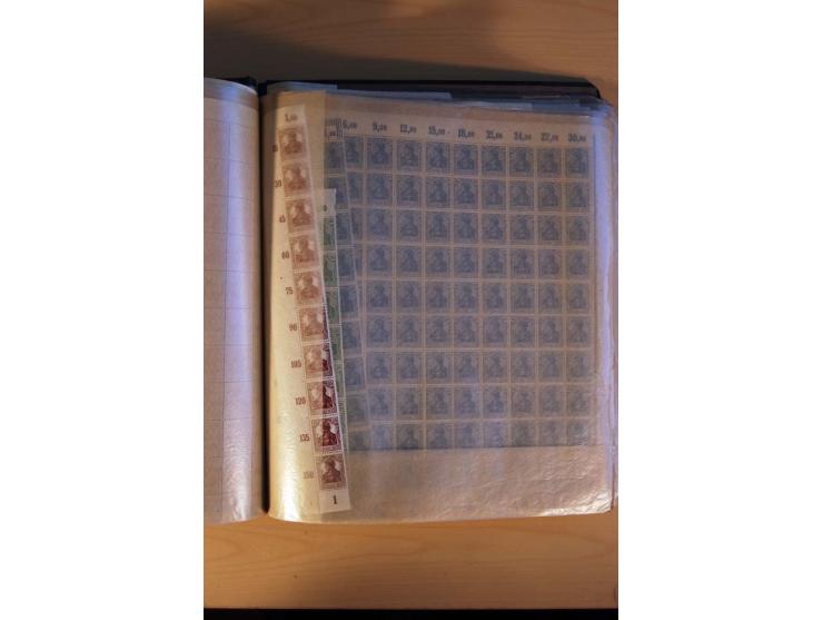 1919/23, Infla, postfrischer reichhaltiger Posten in Bogen und Bogenteilen