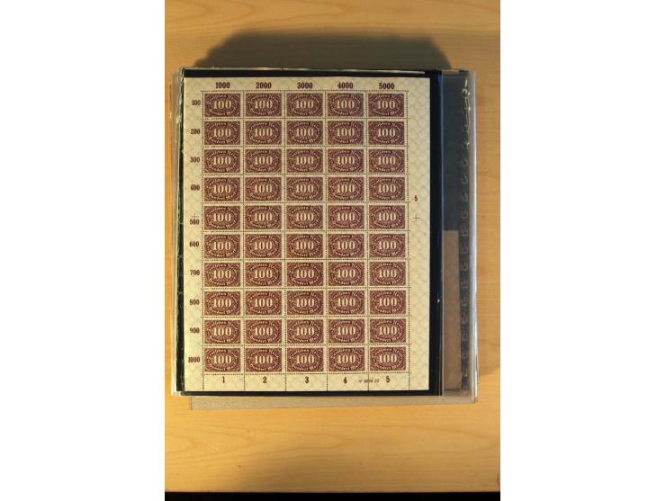 1920/23, Posten mit meist postfrischen Bogen und Bogenteilen mit DZ, HAN, Farben und weiteren Besonderheiten, meist Holztaube