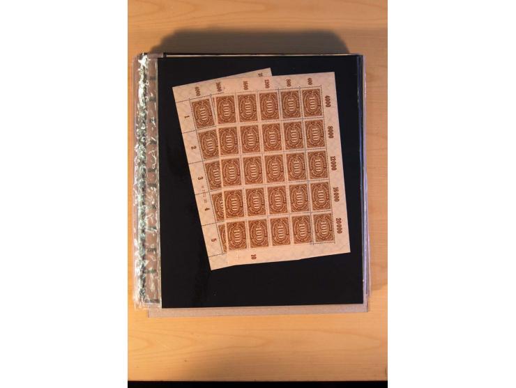 1920/23, Posten mit meist postfrischen Bogen und Bogenteilen mit DZ, HAN, Farben und weiteren Besonderheiten, meist Holztaube
