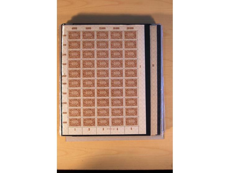 1920/23, Posten mit meist postfrischen Bogen und Bogenteilen mit DZ, HAN, Farben und weiteren Besonderheiten, meist Holztaube