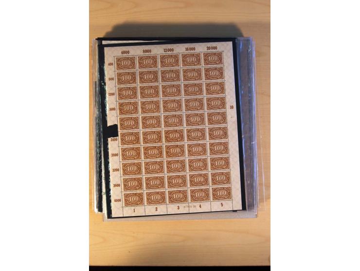 1920/23, Posten mit meist postfrischen Bogen und Bogenteilen mit DZ, HAN, Farben und weiteren Besonderheiten, meist Holztaube