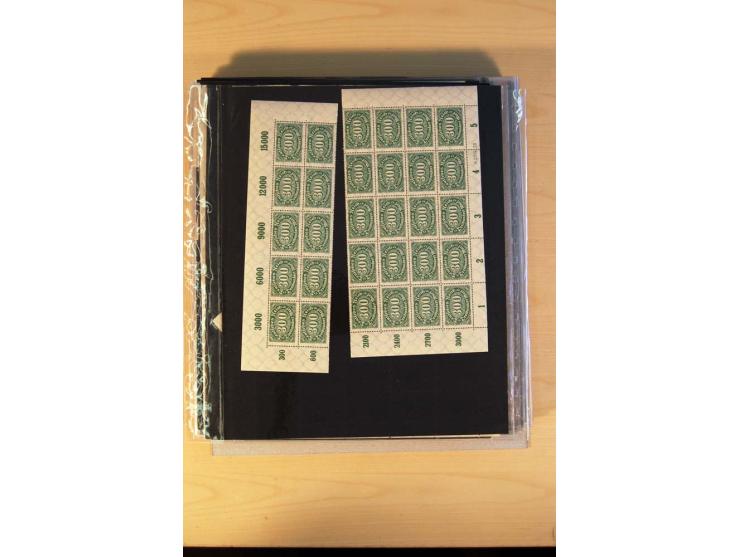 1920/23, Posten mit meist postfrischen Bogen und Bogenteilen mit DZ, HAN, Farben und weiteren Besonderheiten, meist Holztaube
