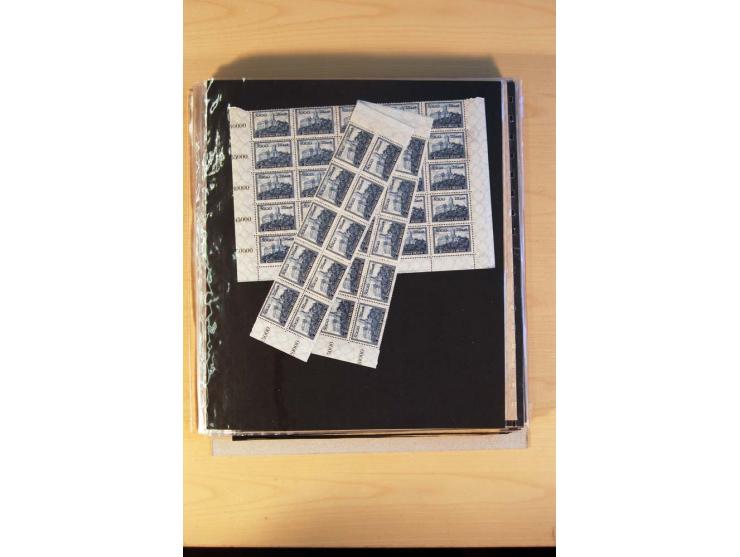 1920/23, Posten mit meist postfrischen Bogen und Bogenteilen mit DZ, HAN, Farben und weiteren Besonderheiten, meist Holztaube