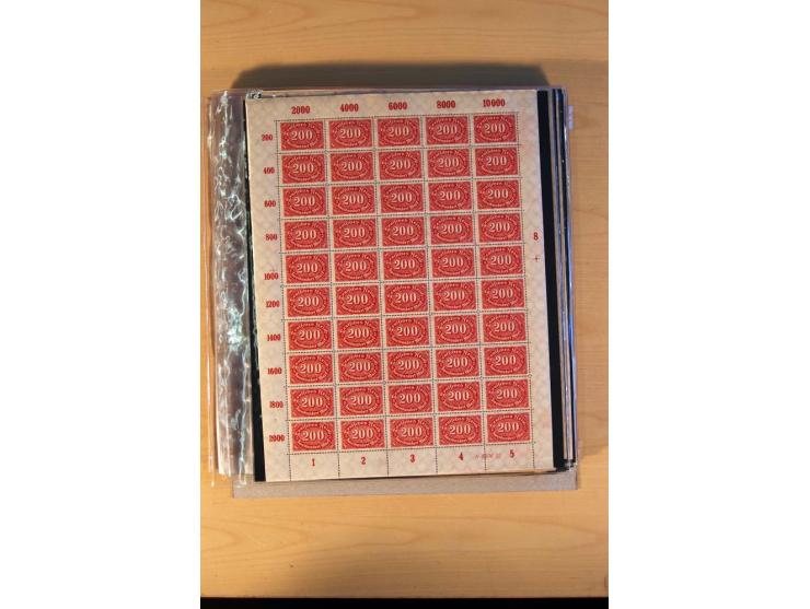 1920/23, Posten mit meist postfrischen Bogen und Bogenteilen mit DZ, HAN, Farben und weiteren Besonderheiten, meist Holztaube
