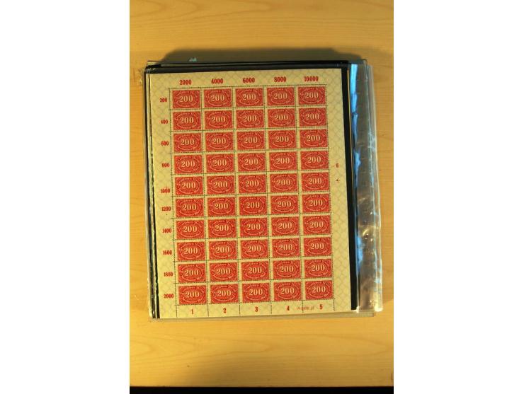 1920/23, Posten mit meist postfrischen Bogen und Bogenteilen mit DZ, HAN, Farben und weiteren Besonderheiten, meist Holztaube