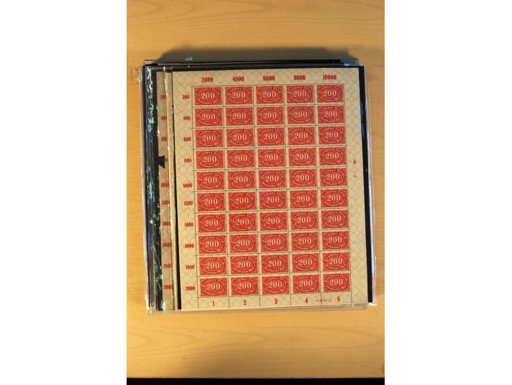 1920/23, Posten mit meist postfrischen Bogen und Bogenteilen mit DZ, HAN, Farben und weiteren Besonderheiten, meist Holztaube