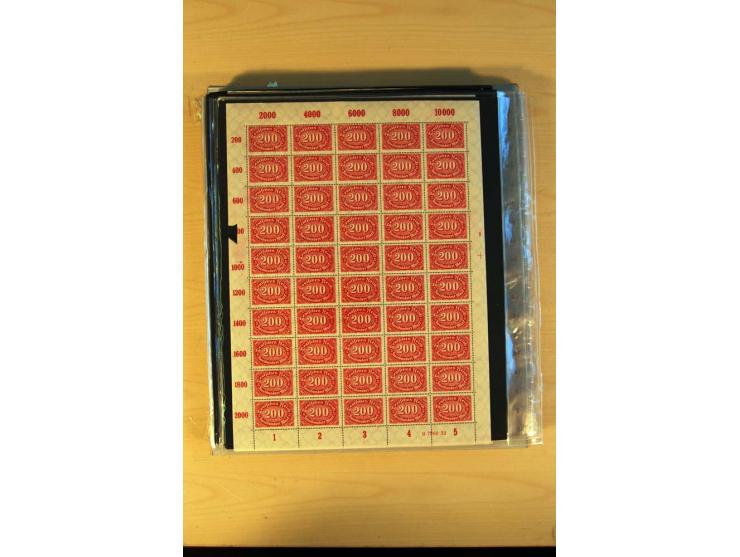 1920/23, Posten mit meist postfrischen Bogen und Bogenteilen mit DZ, HAN, Farben und weiteren Besonderheiten, meist Holztaube