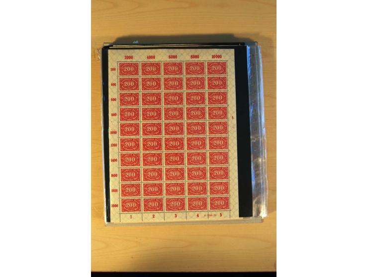 1920/23, Posten mit meist postfrischen Bogen und Bogenteilen mit DZ, HAN, Farben und weiteren Besonderheiten, meist Holztaube