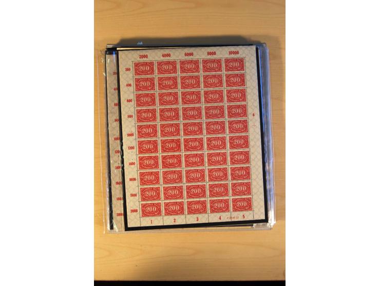 1920/23, Posten mit meist postfrischen Bogen und Bogenteilen mit DZ, HAN, Farben und weiteren Besonderheiten, meist Holztaube