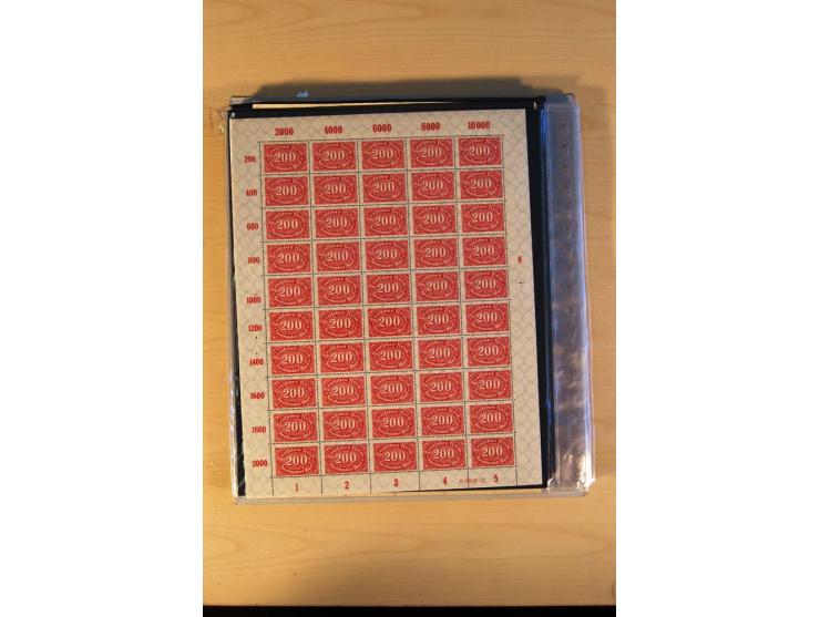 1920/23, Posten mit meist postfrischen Bogen und Bogenteilen mit DZ, HAN, Farben und weiteren Besonderheiten, meist Holztaube