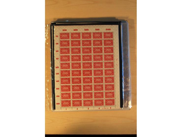 1920/23, Posten mit meist postfrischen Bogen und Bogenteilen mit DZ, HAN, Farben und weiteren Besonderheiten, meist Holztaube