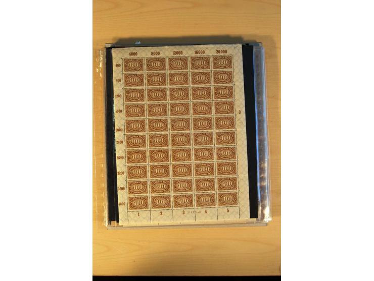 1920/23, Posten mit meist postfrischen Bogen und Bogenteilen mit DZ, HAN, Farben und weiteren Besonderheiten, meist Holztaube