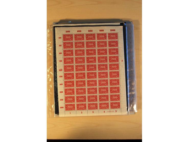 1920/23, Posten mit meist postfrischen Bogen und Bogenteilen mit DZ, HAN, Farben und weiteren Besonderheiten, meist Holztaube
