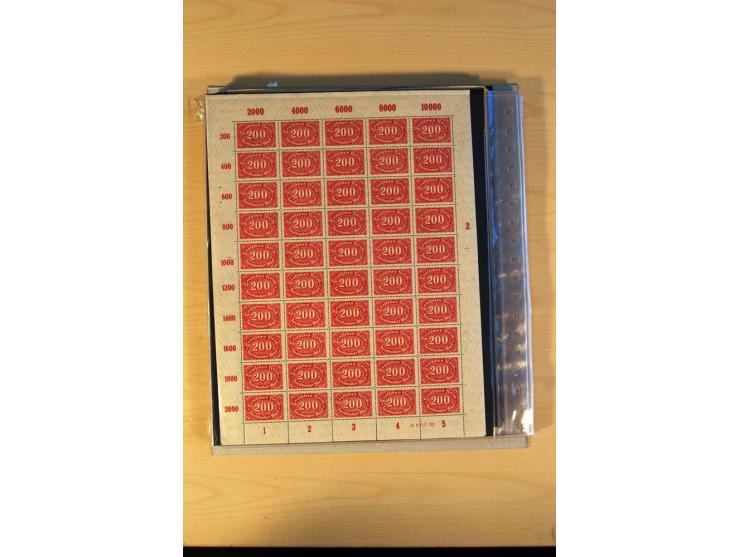 1920/23, Posten mit meist postfrischen Bogen und Bogenteilen mit DZ, HAN, Farben und weiteren Besonderheiten, meist Holztaube