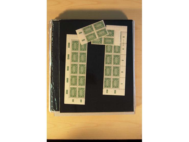 1920/23, Posten mit meist postfrischen Bogen und Bogenteilen mit DZ, HAN, Farben und weiteren Besonderheiten, meist Holztaube