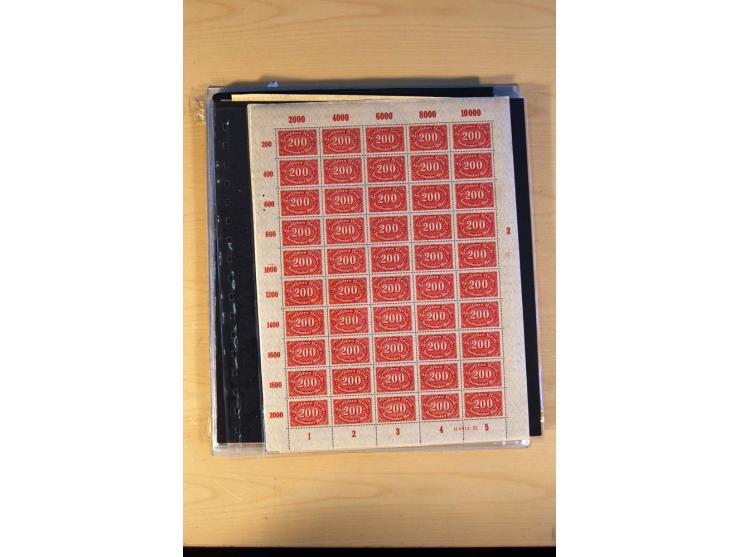 1920/23, Posten mit meist postfrischen Bogen und Bogenteilen mit DZ, HAN, Farben und weiteren Besonderheiten, meist Holztaube