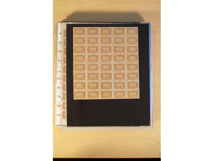 1920/23, Posten mit meist postfrischen Bogen und Bogenteilen mit DZ, HAN, Farben und weiteren Besonderheiten, meist Holztaube
