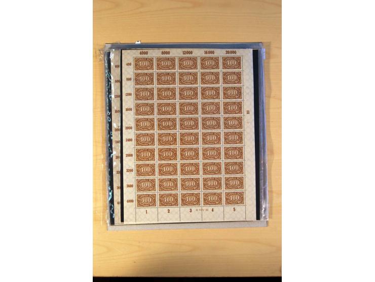 1920/23, Posten mit meist postfrischen Bogen und Bogenteilen mit DZ, HAN, Farben und weiteren Besonderheiten, meist Holztaube