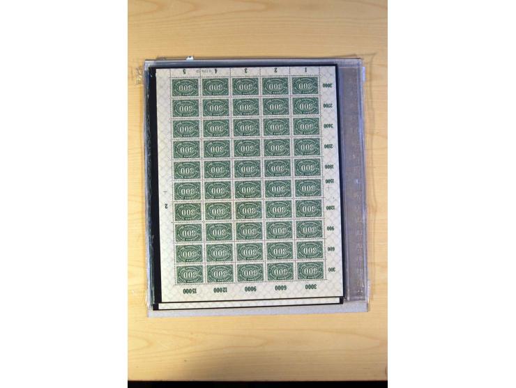 1920/23, Posten mit meist postfrischen Bogen und Bogenteilen mit DZ, HAN, Farben und weiteren Besonderheiten, meist Holztaube