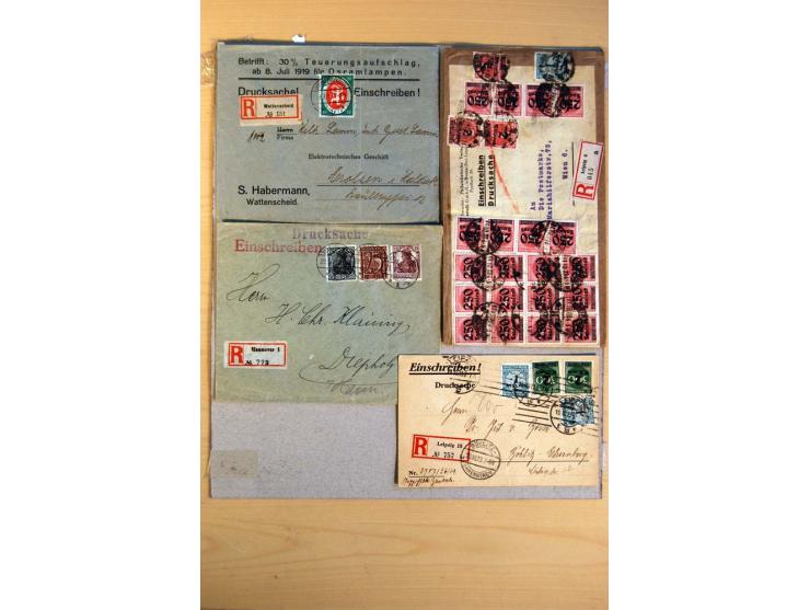 1920/23, umfangreiche Sammlung eingeschriebene Drucksachen mit über 100 Umschlägen und Karten, dabei viel Auslandspost inkl. 