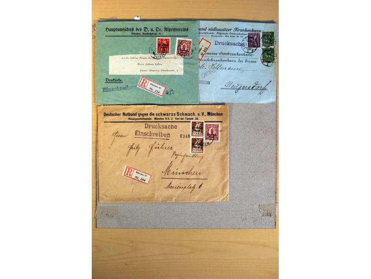 1920/23, umfangreiche Sammlung eingeschriebene Drucksachen mit über 100 Umschlägen und Karten, dabei viel Auslandspost inkl. 