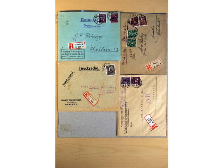 1920/23, umfangreiche Sammlung eingeschriebene Drucksachen mit über 100 Umschlägen und Karten, dabei viel Auslandspost inkl. 