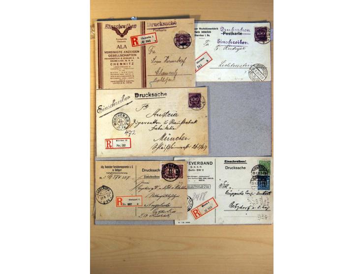 1920/23, umfangreiche Sammlung eingeschriebene Drucksachen mit über 100 Umschlägen und Karten, dabei viel Auslandspost inkl. 